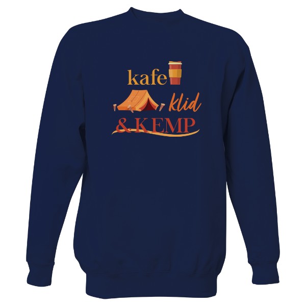 Mikina bez kapuce Unisex s potiskem Kafe, klid a kemp