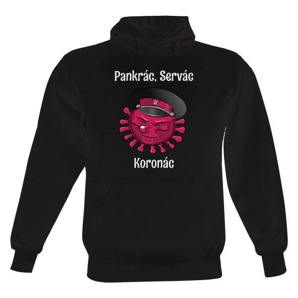 Pánská mikina s kapucí s potiskem Pankrác, Servác,... Koronác